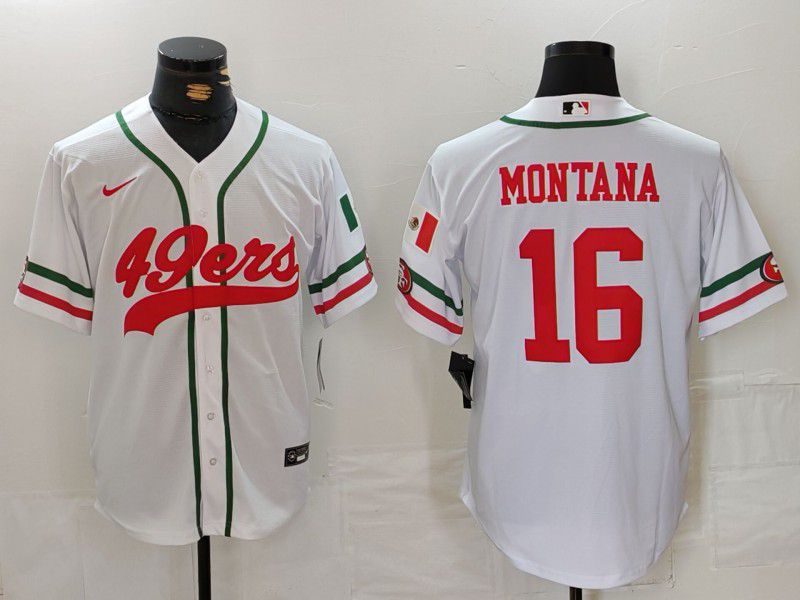 Men San Francisco 49ers #16 Montana White Joint Name 2024 Nike Limited NFL Jersey style 1->oakland raiders->NFL Jersey
